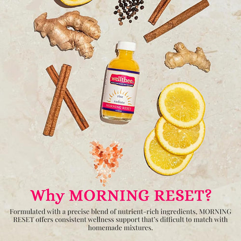 RESET Immunity 2oz (12-Pack) MORNING Daily Wellness Shot, Apple Cider Vinegar Drink with Lemon, Ginger, Turmeric