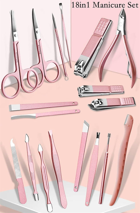 Manicure Sets for Women Gift - Professional 18 in 1 Luxury Manicure Pedicure Kit Travel Set