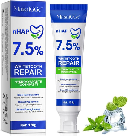MASAIGGE Hydroxyapatite Toothpaste, 7.5% Hydroxyapatite Toothpaste for Enamel Protection and Tooth Strengthening, Fluoride-Free,