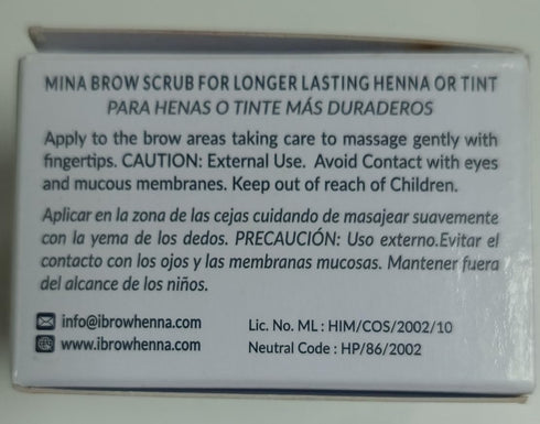 MINA Brow Scrub, Natural Extracts for Long-Lasting Henna or Tint, 50ml Organic Brow Scrubber