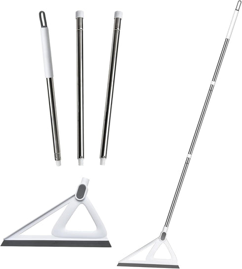 Multifunction Magic Broom - Rubber Squeegee Broom with 53" Long Handle for Floor Cleaning, Grey