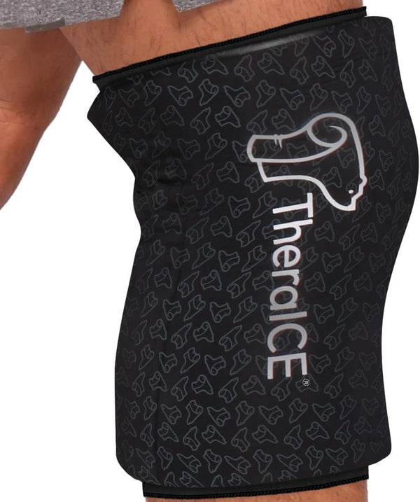 TheraICE Knee Ice Pack Wrap PRO Compression Sleeve, Reusable Gel Cold Packs Brace for Elbow, Ankle & Calf - Flexible