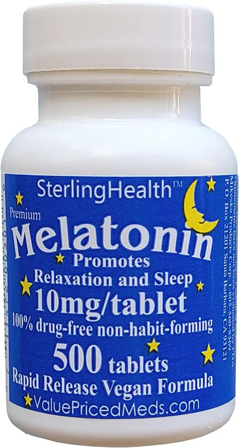 Melatonin 500 Count, 10mg Quick Dissolve Vegan Super Strength