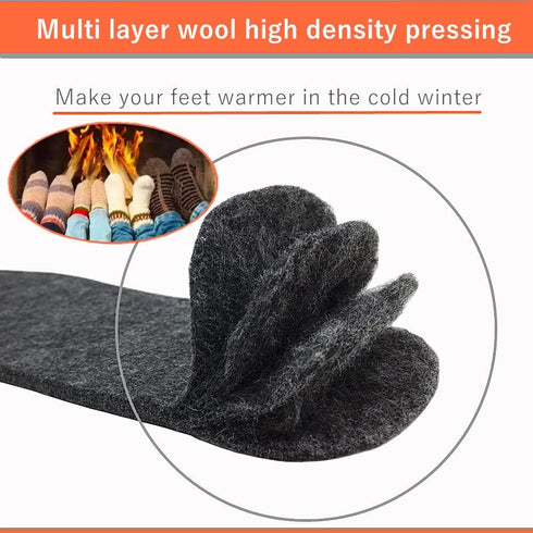Wool Felt Warm Insoles, Winter Heated Shoe Insoles for Men and Women (Men's 7/Women's 8)
