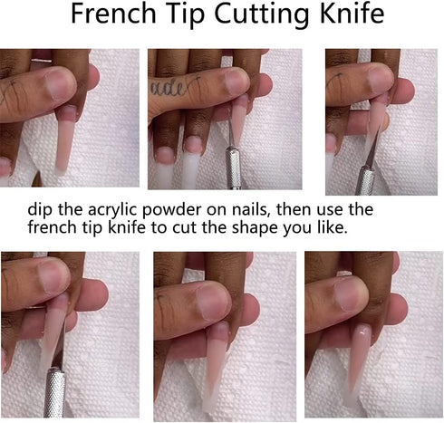 Lokyango French Cutter for Nails, 3pcs French Tip Cutter Set with 2 Brushes, 1 Cutting Knife, 5 Spare Blades