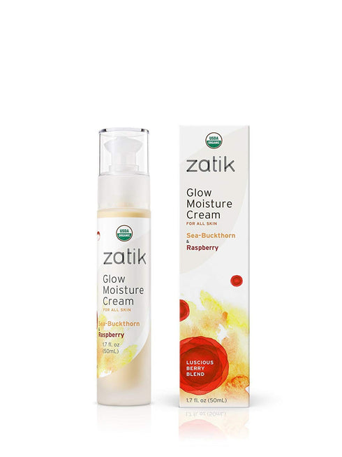 Zatik Naturals Glow Moisture Cream, Sea-Buckthorn & Raspberry Blend, USDA Organic, Vegan, 1.7 oz