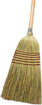 Corn Broom with Wood Handle, Heavy Duty Indoor Outdoor Broom with 1 1/4 Inch Handle
