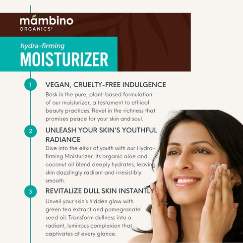 Mambino Organics Hydra-Firming Moisturizer, Vegan Face Cream with Moroccan Argan, 2-Pack 1.7 fl oz
