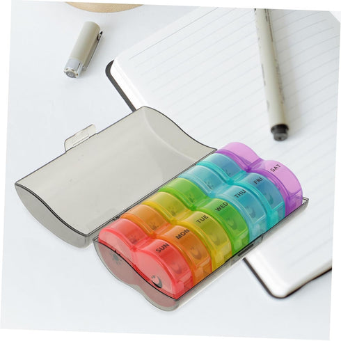 Weekly Pill Organizer Box Portable Medicine Storage Dispenser with Tight Seal Lightweight Compact Individual