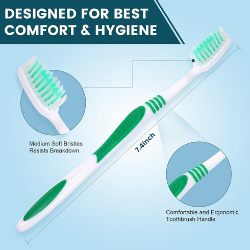 Navona 30 PCS Individually Wrapped Toothbrush Pack, Colorful Manual Set for Travel, Hotels, Donations