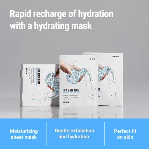 ROVECTIN Dr. Mask AQUA (5 ea.) - 7 Layers of Hyaluronic Acid Facial Mask Sheet with Niacinamide and Panthenol