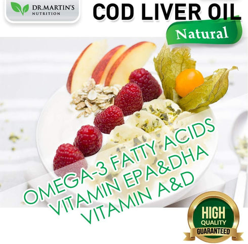Burpless COD Liver Oil, 100 Softgels, Natural Source of Omega 3 Fatty Acids EPA & DHA, Vitamin A & D, Joint & Immune