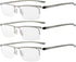 Eyekepper 3 Pairs Metal Half-rim Reading Glasses for Men Silver Frame +1.25