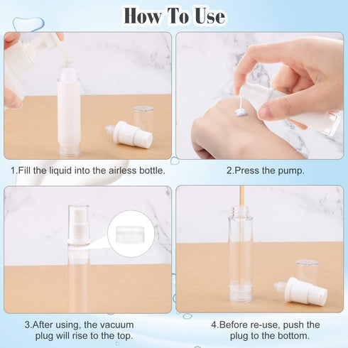 20Pcs 10ml Airless Pump Bottle Set - Refillable Plastic Vacuum Dispenser for Lotion & Toiletries
