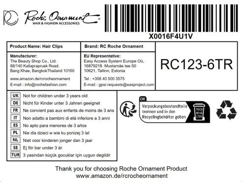 RC ROCHE ORNAMENT 6 Pcs Flat Lay Down Hair Clips, Durable Plastic Side Slide for Women Styling