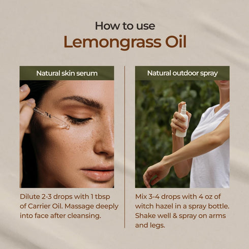 Gya Labs Lemongrass Essential Oil for Diffuser - 0.34 Fl Oz - 100% Pure Natural Oil for Hair, Skin, Candle Making