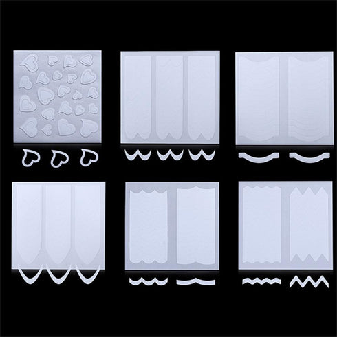 WOKOTO 24 Sheets French Nail Stickers for Women, Heart Shape, Star, Wave, Smile Shapes with Tweezers and Brush Set