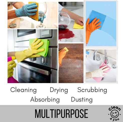 Swedish Dish Cloths: Absorbent Cellulose Sponge Cloths, Washable, Reusable Paper Towels, Durable Kitchen Rags