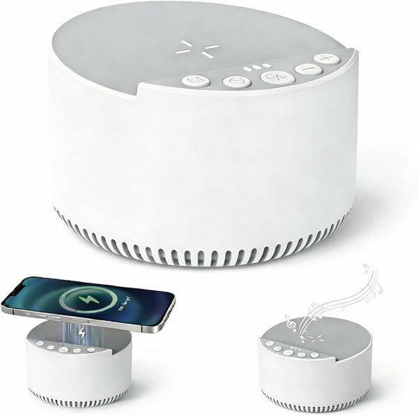 IOUGDSEC White Noise Machine with Wireless Charger & Bluetooth Speaker, 6 Soothing Sounds