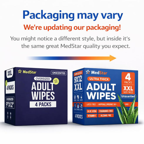 MedStar 4 Pack Adult Wipes for Elderly - Extra Large Extra Thick No-Rinse Bathing Wet Wipes for Adults - Incontinence