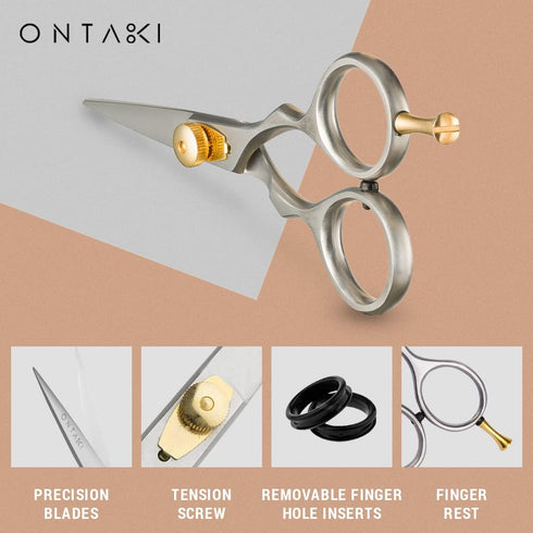 Ontaki Premium Hand-Forged Mustache & Beard Scissors, 5.5" Japanese Steel Barber Shears for Grooming