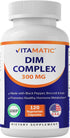 Vitamatic DIM Supplement Complex for Women & Men, 300mg, 120 Veg Capsules, Non-GMO & Gluten Free