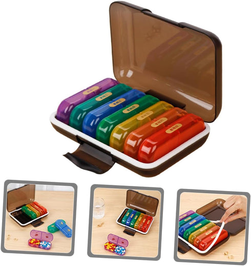 Holibanna Travel Medicine Organizer Case Cute Day Pill Holder with Break Resistant Compartments Portable Storage