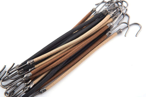 Women 15 Pack Ponytail Hooks Bungee Small Rubber Bands - Hair Ties Accessories for Thick Hair Clips (5 Black + 5 Brown