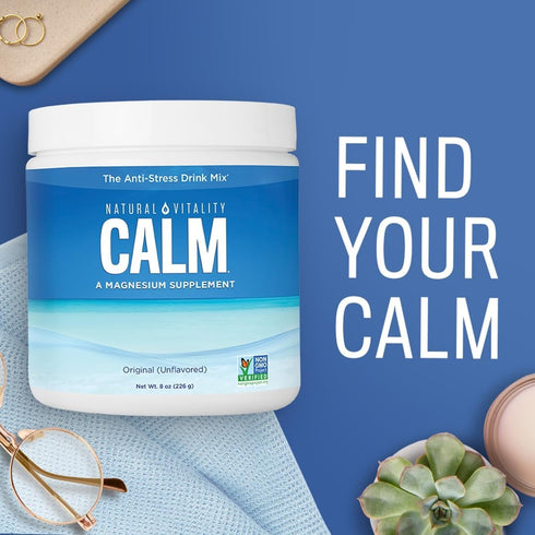 Natural Vitality Calm - Magnesium Citrate Supplement, Anti-Stress Drink Mix Powder, Gluten Free, Vegan, Orange (8 oz)