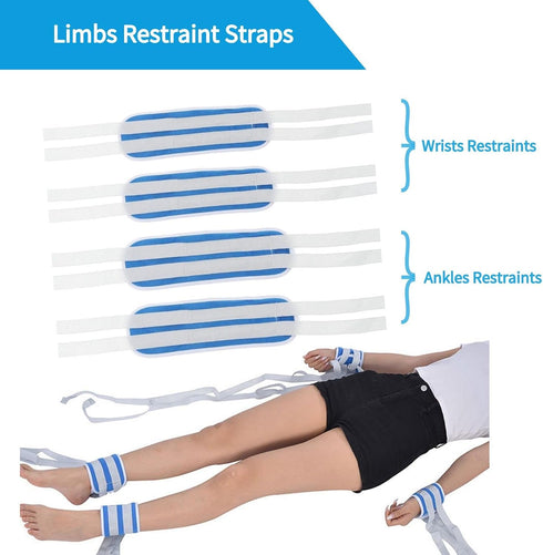 Lmaray Patient Medical Restraints Limb Holders, Hospital Bed Safety Cotton Straps Double Reinforced for Wrists Ankles