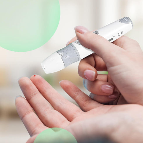 Lancing Device with 12 Adjustable Depth Settings, Diabetes Testing Device with Push Button Ejector, Minimizes Pain in