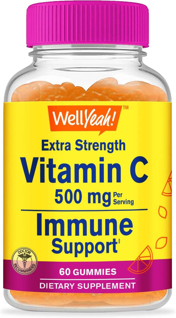 Vitamin C Gummies 500mg, Natural Flavors for Immune and Antioxidant Support, Nut Free, Vegan - 60 Count