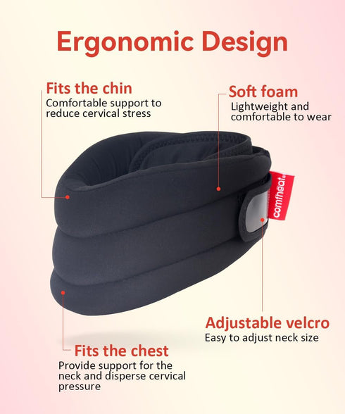 Heated Neck Brace for Neck Pain Relief - Soft Foam Cervical Collar with Neck Heating Pad, Adjustable Neck Support Brace