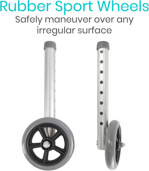 Vive Walker Wheels, Ski Glides, 6 PCS Accessories Covers for Seniors, Replacement Parts for Medical Roller