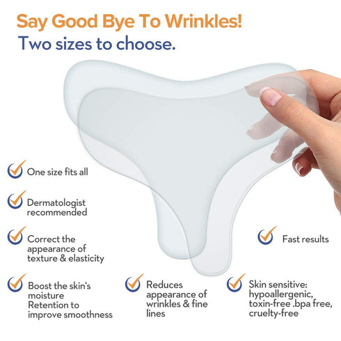 PAPABA 2 Pack Chest Wrinkle Pads, Reusable Medical Grade Silicone Patches for Anti-Wrinkle Decollete, 2 Patches