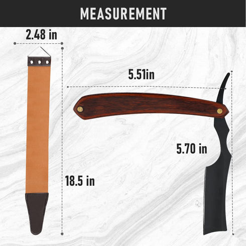 Straight Razor with Strope - Professional Straight Edge Barber Razor, Premium Stainless Steel Shaver for Men