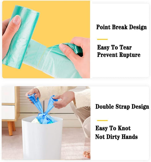 100 Count 4 Gallon Small Colorful Trash Bags with Handle for Home, Office, Bathroom