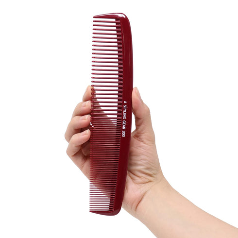 No. 300 Large Comb, 8.5" Specialty Hair Styling & Cutting Comb for Barbers and Stylists, Burgundy 1 Pc.