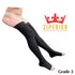Ziperior 20-30 mmHg Thigh High Compression Wide Calf Inside Leg Zipper Open Toe (Black, Large-X-Large)