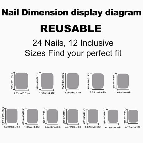 Press on Nails Short Square, 24Pcs Fake Nails with Designs, Glossy Glue on Acrylic Artificial Nails for Women