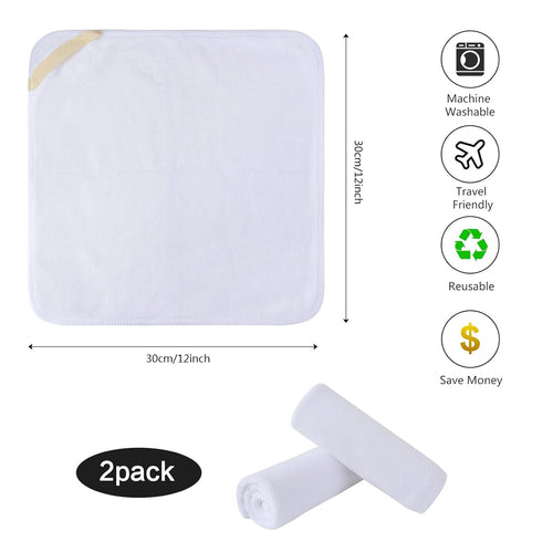SINLAND Microfiber Facial Cloths, Fast Drying Washcloth, 12inch x 12inch, White, 2 Pack