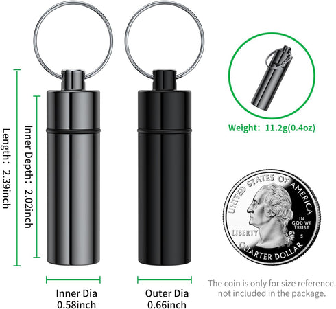 Small Pill Box,(2 Pack) Keychain Pill Holder Portable Mini Travel Pill Container Metal Case Bottle with Keyring
