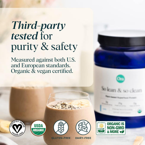 Ora Organic Protein Powder - 21g Plant-Based Superfood for Women and Men, Vanilla Flavor, 20 Servings