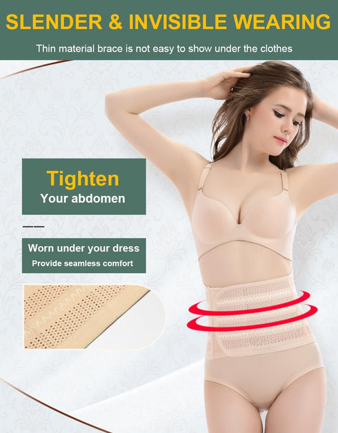SUJAYU Belly Band Postpartum Belly Wrap, Breathable Abdominal Binder Post Surgery, Adjustable Waist Trainer for Women