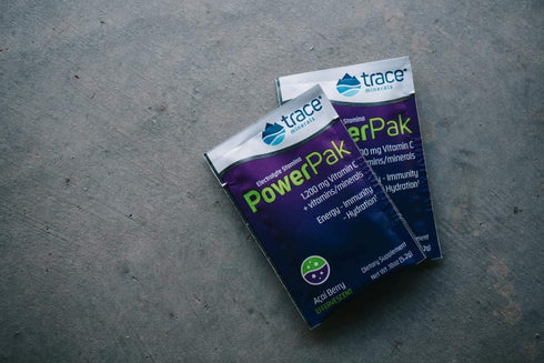Trace Minerals Power Pak Electrolyte Powder Packets, 30 Packets, Acai Berry, 1200 mg Vitamin C, Zinc, Magnesium