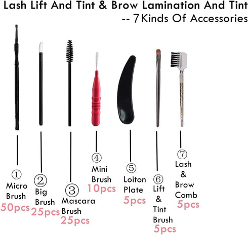 Lash Lift and T-i-n-t Tools, DIY Eyelash Perm Accessories, Portable Brush Kit with Eye Pads, 5 Packs
