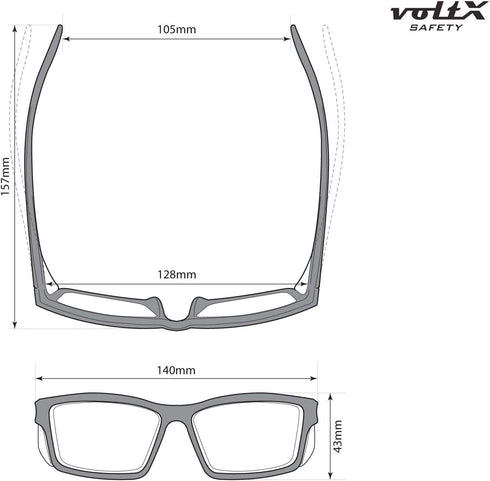 voltX 'VISION' Safety Readers, Full Lens Magnified Reading Glasses (+2.0 Dioptre, Clear lens) ANSI Z87.1+ & CE EN166F
