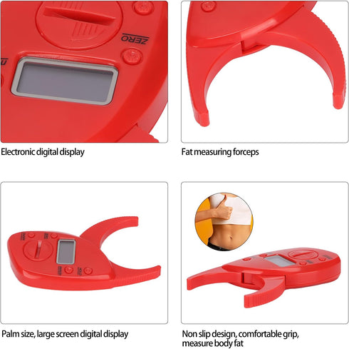 Body Fat Caliper, Accu Measure Fat Calipers for Subcutaneous Fat Measurement, Fitness Enthusiasts, Red