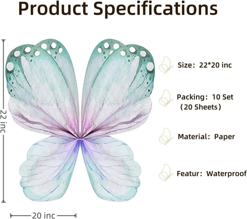 Aiouclay 20 Sheets Butterfly Wrapping Paper, Waterproof for Flower Bouquet, Butterfly Bouquet Accessories