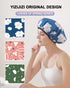 YIZIJIZI Terry Lined Shower Cap, Triple Layer Large Reusable Waterproof Cap for Long Thick Hair, Blue
